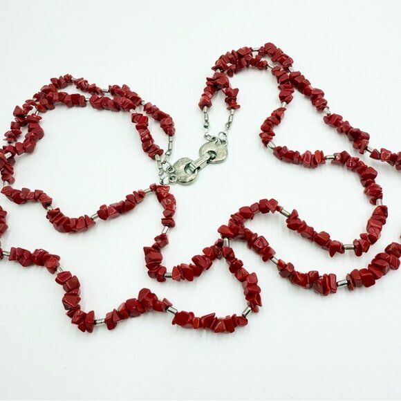 Signo Arte Chipped Red Turquoise Double strands Necklace - Picture 4 of 7